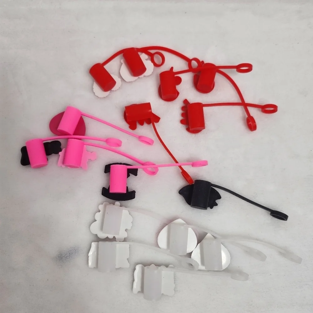 16 Pieces Valentine's Day Straw Cover Cap Silicone Straw Topper